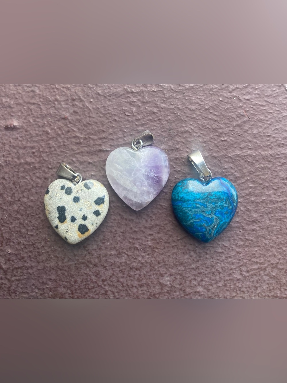 3 Piece Heart Stone Pendant / Charms